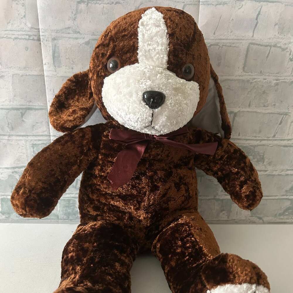 BROWN AND WHITE DOG STUFFED ANIMAL